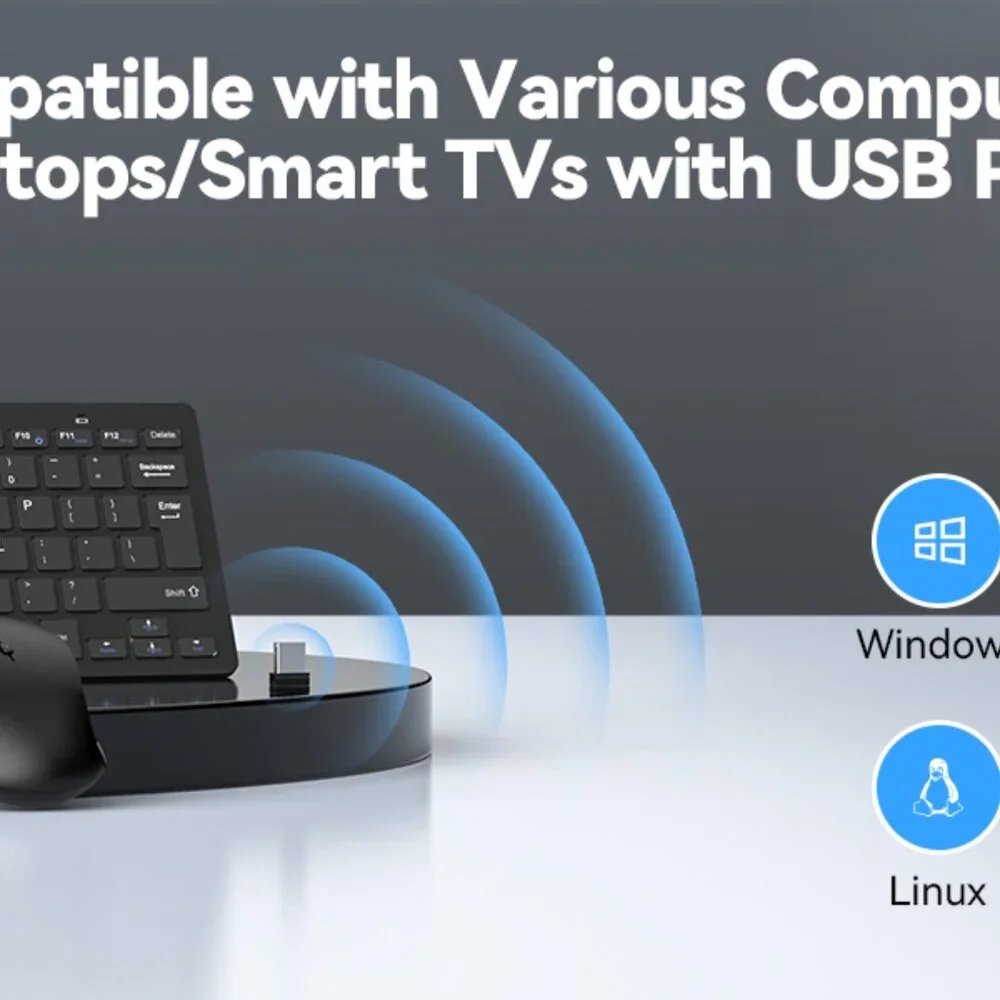 Mini Wireless Keyboard & Mouse Set – Bluetooth, Quiet Clicks